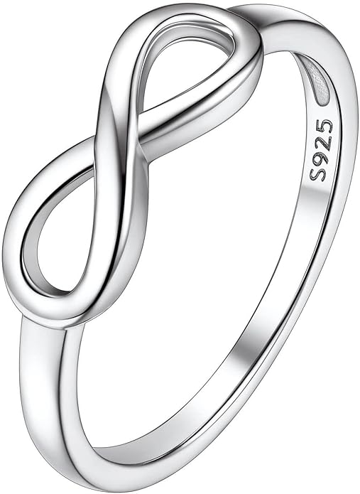Suplight 925 Sterling Silver Ring Simple Infinity Knot Wedding Band Rings Love Knot Promise Ring for Women Size 4-12(with Gift Box)