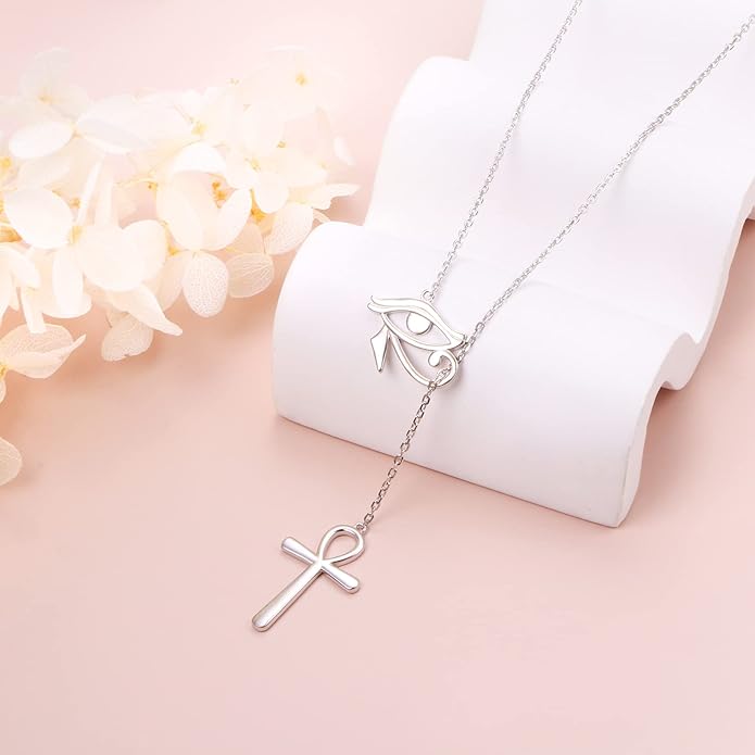 Long Necklace Sterling Silver Larait Bar Y Lariat Long Chain Drop Adjustable Necklace Gift for Her, 30"