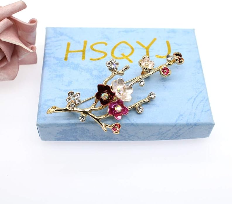 Crystal Pearl Flower Brooches Pins Fashion Beautiful Created Rhinestone Floral Brooch Good Idea for Party Dance Wedding Banquet for Elegant Women Girl
