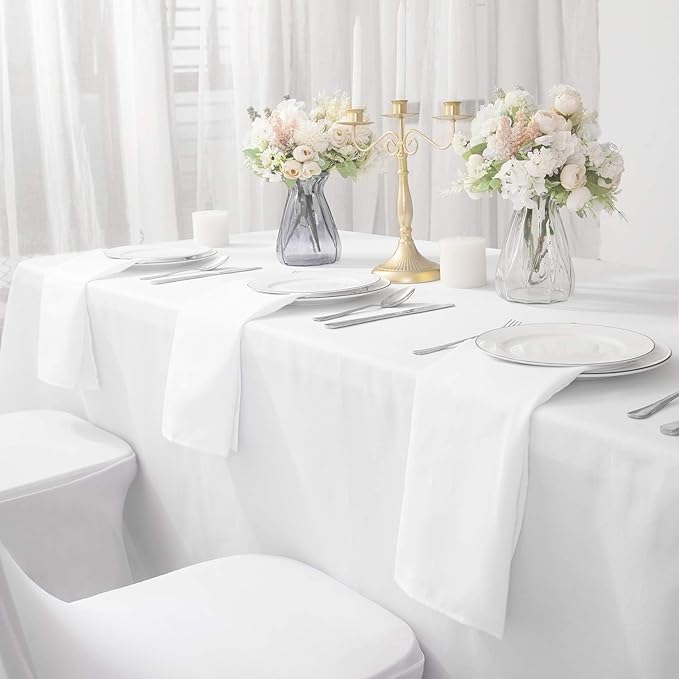 25pcs Polyester Cloth Napkins - 17 x 17 inch White Dinner Washable Napkins with Hemmed Edges for Restaurant/Wedding/Hotel(25,White)