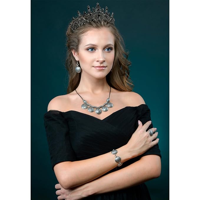 Velscrun Black Crystal Birthday Tiara Crowns for Women Girls Princess Crown with Combs Birthday Girl Headband Sash Happy Birth Party Decorations Birth Gift Cake Topper Hair Accessories