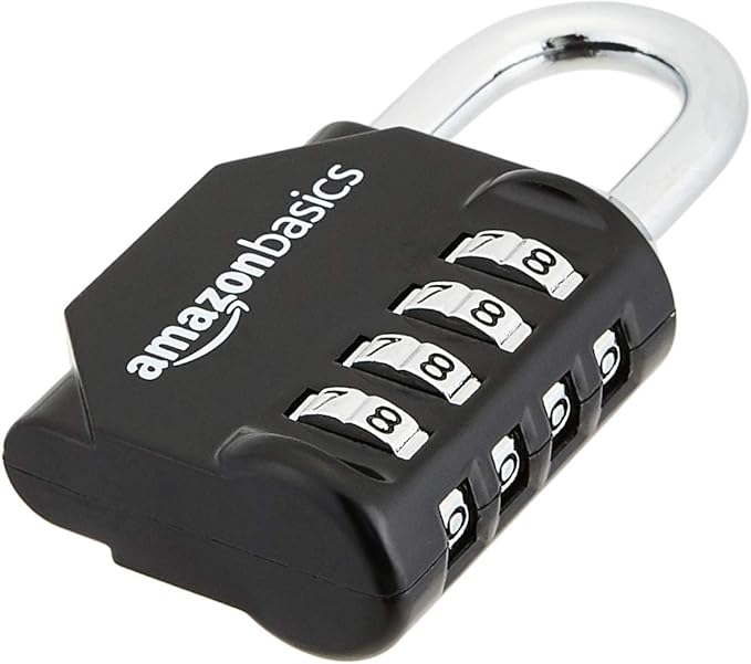 Amazon Basics 4-Digit Combination Lock for Gym and Sports, 2-Pack, Black