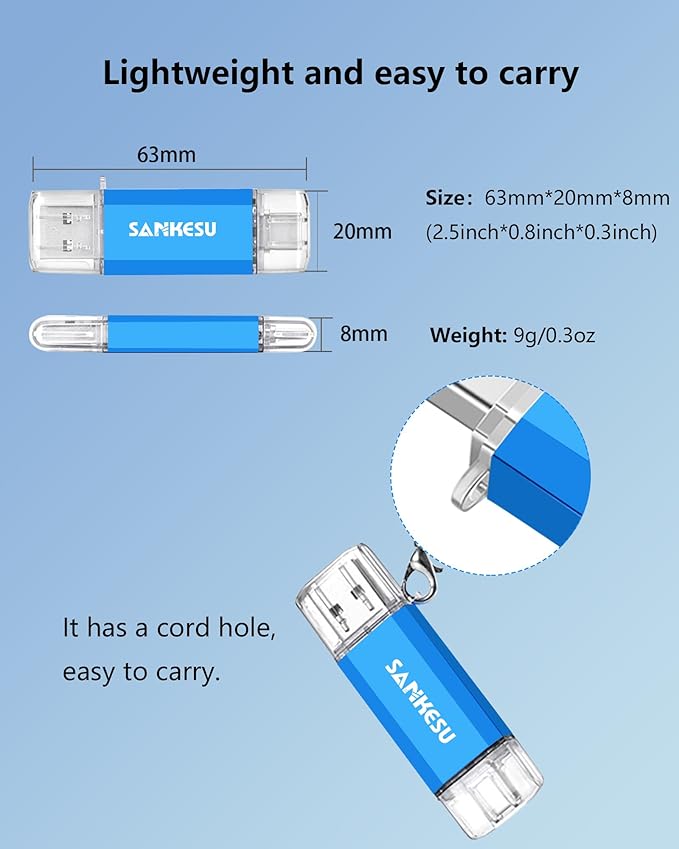 64GB 3 Pack 2-in-1 USB C Flash Drive Type-A+Type-C 3.1 Dual Drive OTG,Speed Up to 120MB/s USB C Storage Flash Drive Compatible with iPhone 16/15, Android Smartphone/Tablets/Computers