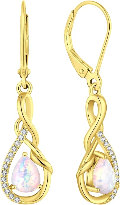 Starchenie Infinity Dangle Drop Earrings Sterling Silver Leverback Earrings Gemstones Twisted Jewelry