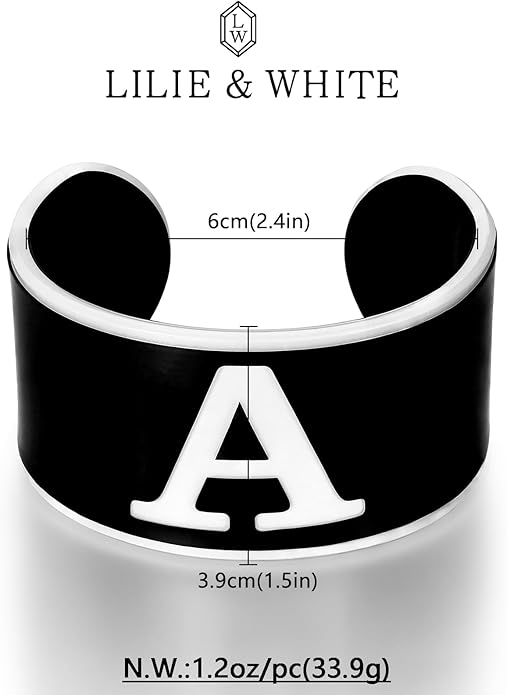 LILIE&WHITE Acrylic Monogram Resin Bracelet for Women Trendy Acrylic Statement Bracelets Jewelry Gift