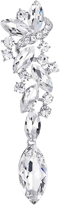 Art Deco Wedding Bridal Party Rhinestone Marquise Cluster Chandelier Long Dangle Statement Earrings
