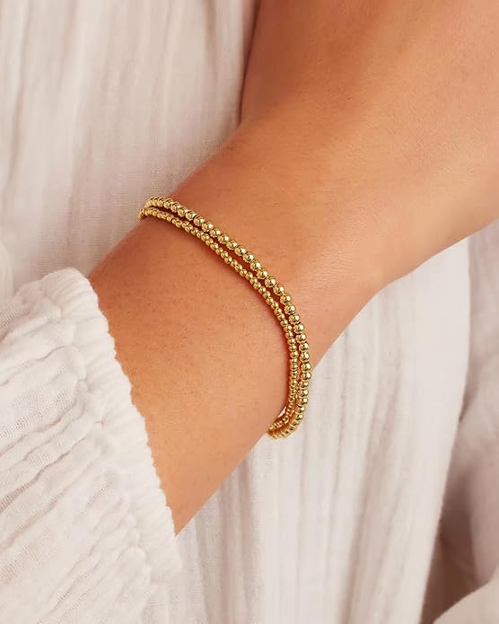 gorjana - Poppy Gold Bracelet Set - 18k Gold-Plated Brass - Luxurious and Durable Finish - Stackable for Dynamic Style - Perfect for Gifting