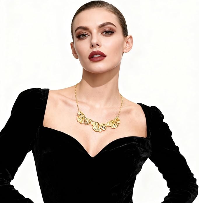 Flower Necklace for Women 14k Gold Plated Boho Vintage Chokers with Floral Pedant Trendy Petal Collars Necklaces Statement Prom Jewelry Gifts