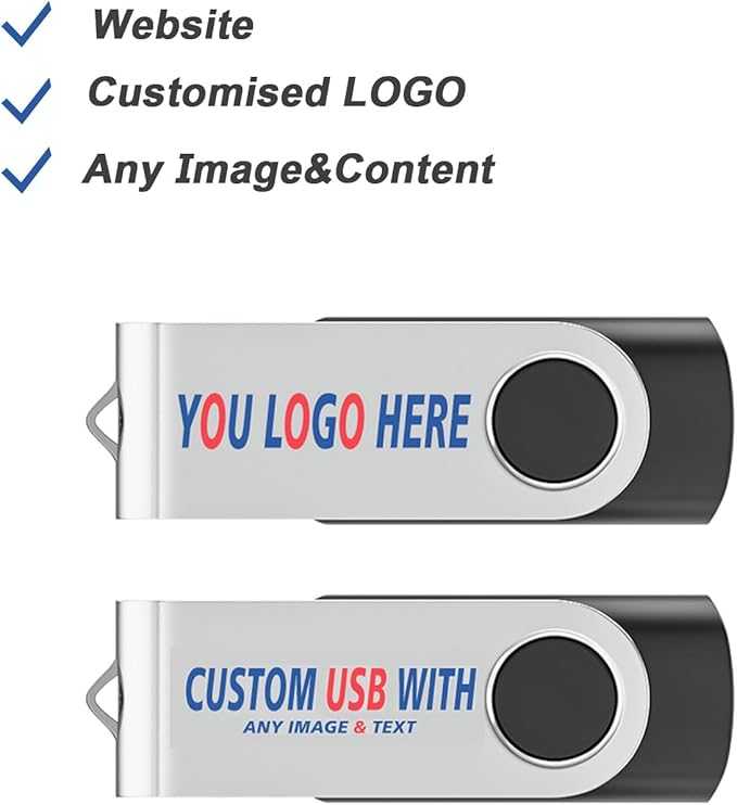 Personalized Flash Drives 1GB, Wooolken Customizable USB 2.0 Thumb Drives 10/20/50/100 Pack, Logo Memory Stick Custom Flash Drive Engraved Logo (Mixcolors)