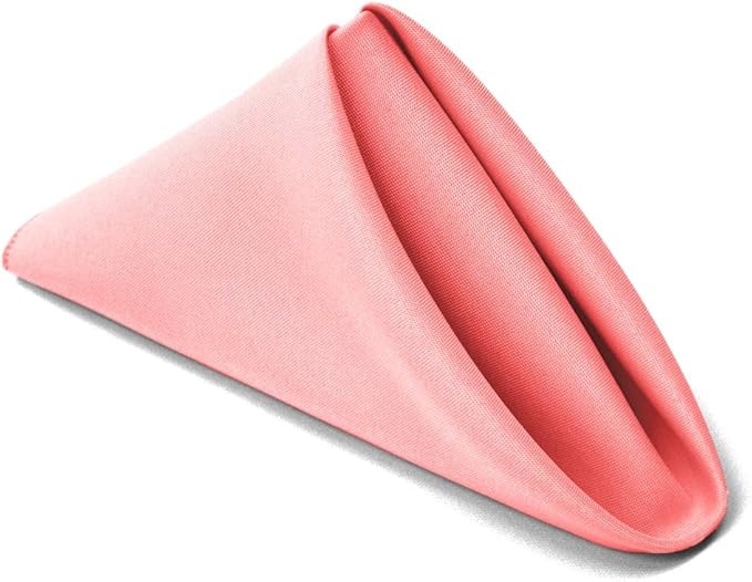 TableLinensforLess 17"x17" Polyester Cloth Napkins, Set of 6 (Pink) | Easy-Care, No-Iron Finish, Superior Color Retention, Machine Washable