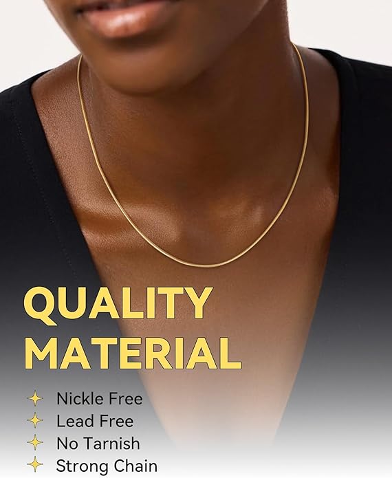 ChainsHouse Snake Chain Necklace for Women 1.2mm, 14-30" Adjustable with 5cm Extender for Pendants Lockets, Rose Gold/Stainless Steel/Black/14K Gold Hypoallergenic Dainty Jewelry Gift