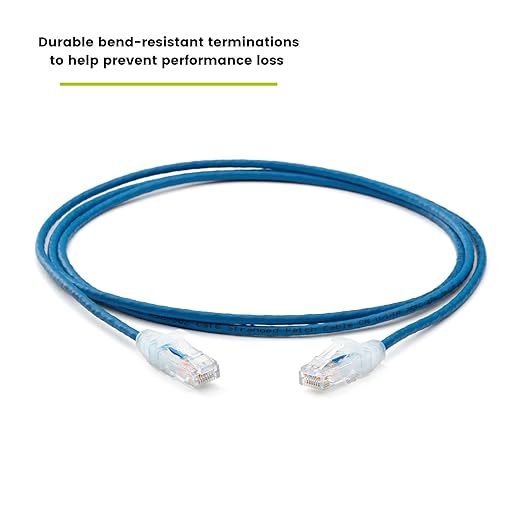 TRUECABLE Cat6 Component Rated Patch Cable, Unshielded (U/UTP), 7ft, Blue, 28AWG Solid Copper, Snagless 10G High-Speed Ethernet Cable, PoE++ 4PPoE 100W, UL Listed, RoHS-3, 5 Pack