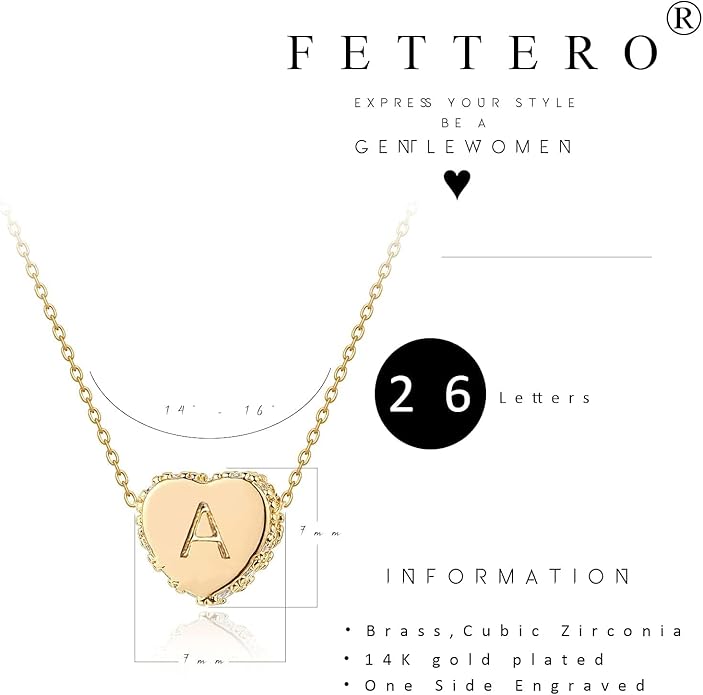 Tiny Gold Initial Heart Necklace-14K Gold Plated Handmade Dainty Letter Heart Necklace for Women Necklace Jewelry