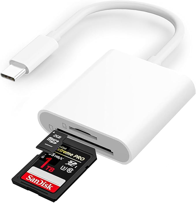 USB C to SD Card Reader, 2-in-1 Type C to SD & TF Memory Card Reader Adapter, Groodo Memory Card Reader MicroSD Card Reader Compatible with iPhone15 16/iPad/Mac/Laptop and More USB-C Devices