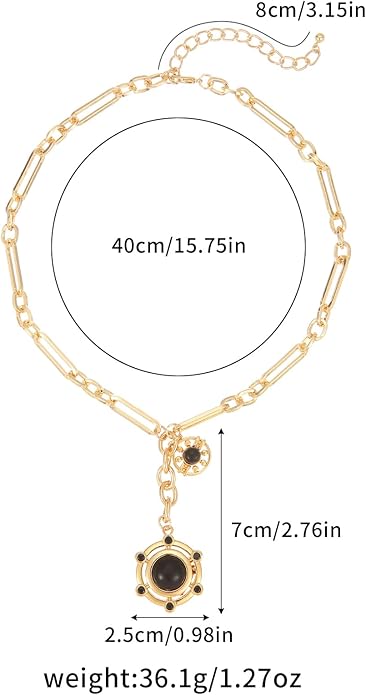 14K Gold-tone Sun Pendent Necklace for Women Chunky Gold Plated Necklace Unisex