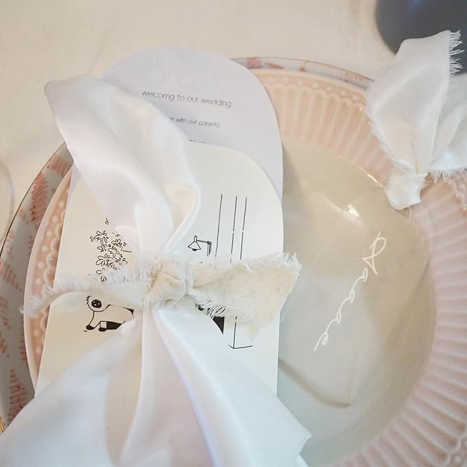 10pcs Clear Acrylic Place Cards Blanks Gift Tags with Ribbon Wedding Name Cards for Table Setting Reserved Signs Party Supplies 3.54" x 1.77"