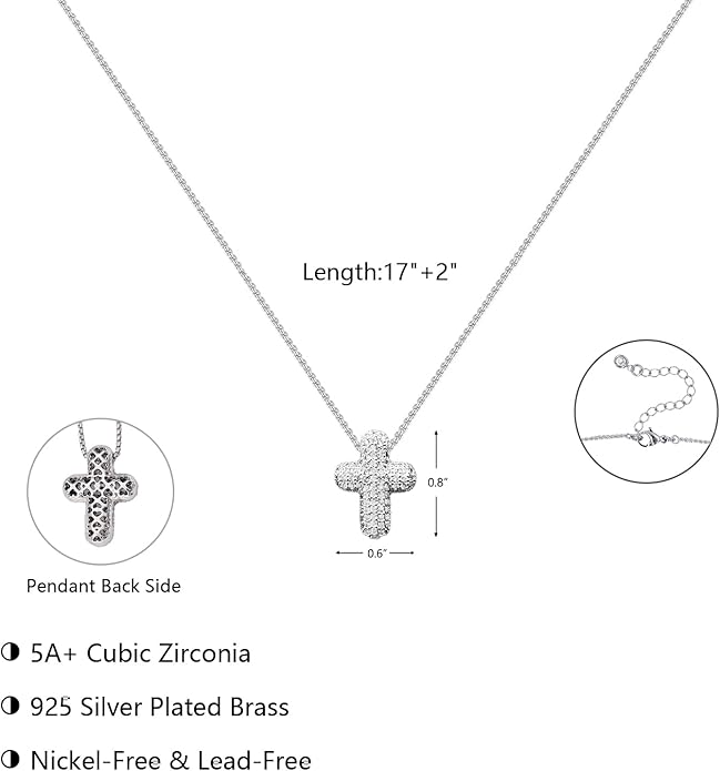 OGD Bubble Cross Necklace for Women 14k Gold Plated Cross Necklace Stackable Dainty Gold Necklace Mariner Chain Necklace CZ Cross Pendant Necklaces Set Simple Jewelry Gift