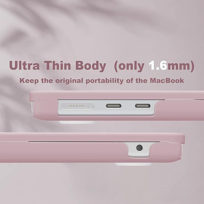 CISSOOK for MacBook Air 13.6 M4 M3 M2 Case 2025 2024 2022 Release, Plastic Hard Shell & Keyboard Cover & USB Adapter for MacBook Air 13.6 inch A3240 A3113 A2681, Baby Pink
