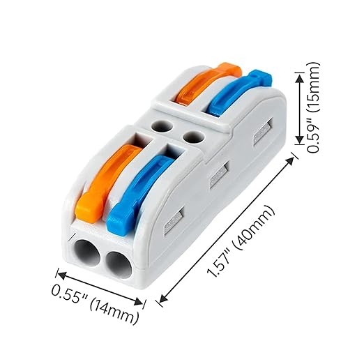25PCS Lever Wire Connectors, Quick Wiring Cable Connectors, Compact Push-in Conductor Terminal Block (25PCS 2 in 2 Out)