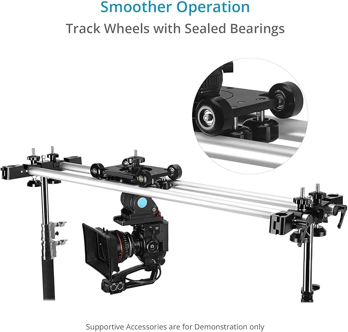 PROAIM Polaris Mini Portable Video Camera Dolly w Universal Track Ends | Mitchell & 75mm Bowl Mount | Compatible Track Rail Diameter – Ø 32‐34mm | Offers Payload of 34kg / 75lb (DL-PLRS-M01)