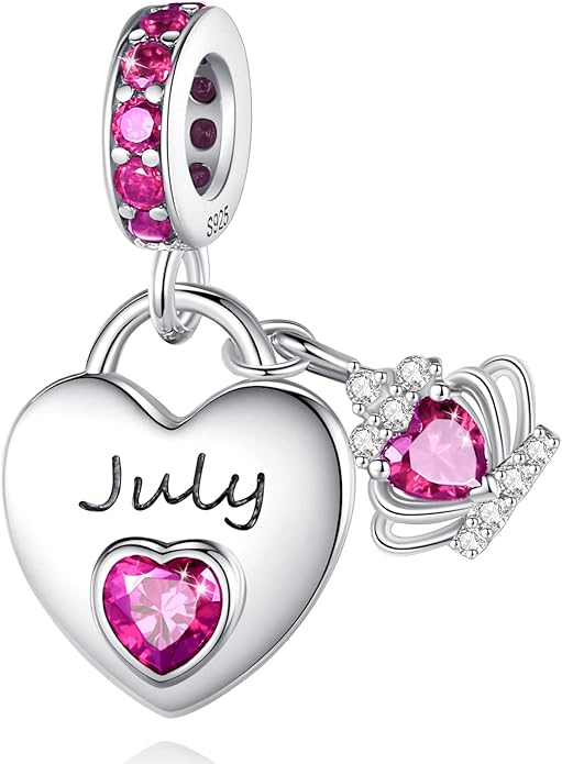 Birthstone Charms for Charms Bracelet: 925 Sterling Silver Heart Dangle Charms for Bracelets and Necklaces, Birthday Mother's Day Christmas Gifts For Women.