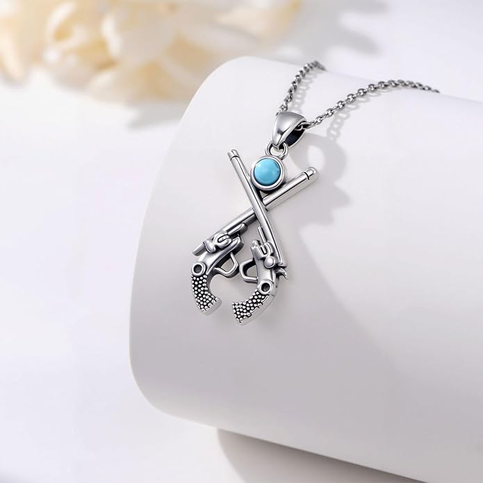 Western Cowboy Necklace 925 Sterling Silver Horseshoe Pendant Western Jewelry Cowgirl Gifts for Women Girlfriend Cowboy Cowgirl