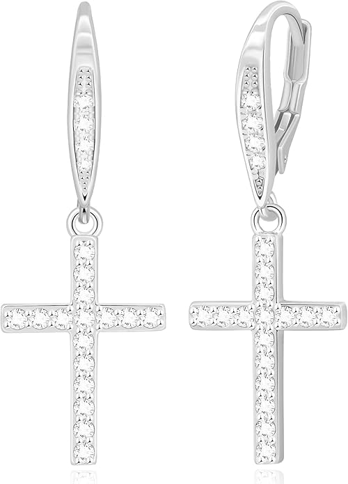 14K Gold Earring Cross Waterdrop Butterfly Heart Knot Earrings for Women Gold Silver Cross Leverback Drop Gold Silver Teardrop Hoop Dangle Earring White Gold Dangle Drop Earring