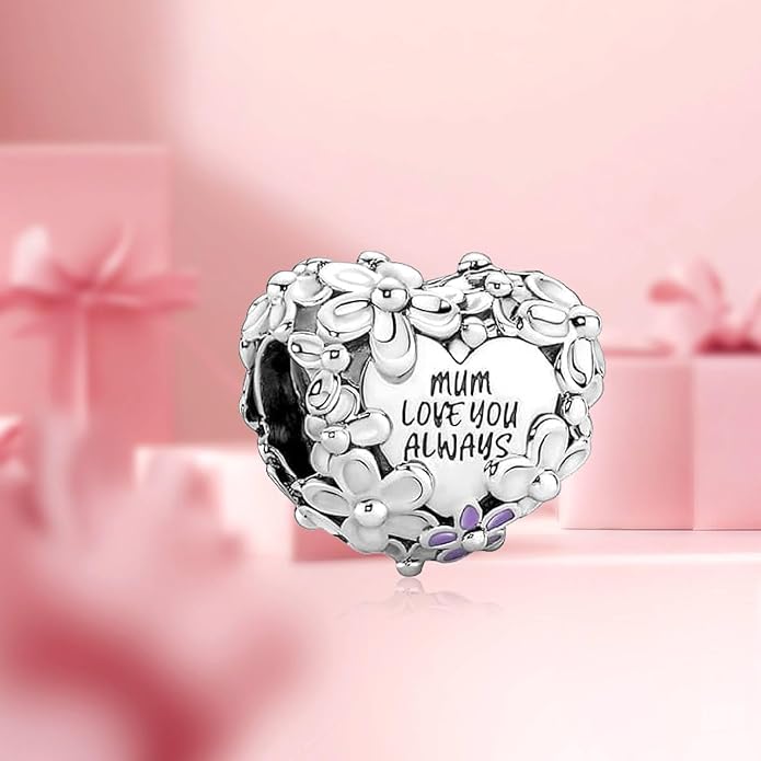 Family Mom Heart Charms 925 Sterling Silver Bead for Bracelets and Necklaces For Women Jewelry Present