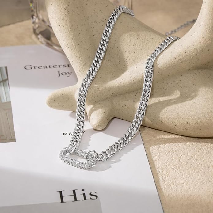 Moodear Gold Necklace for Women Trendy - Chunky Herringbone Paperclip Cuban Link Chain Choker Hypoallergenic Trendy Necklaces for Women Non Tarnish Jewelry Gifts