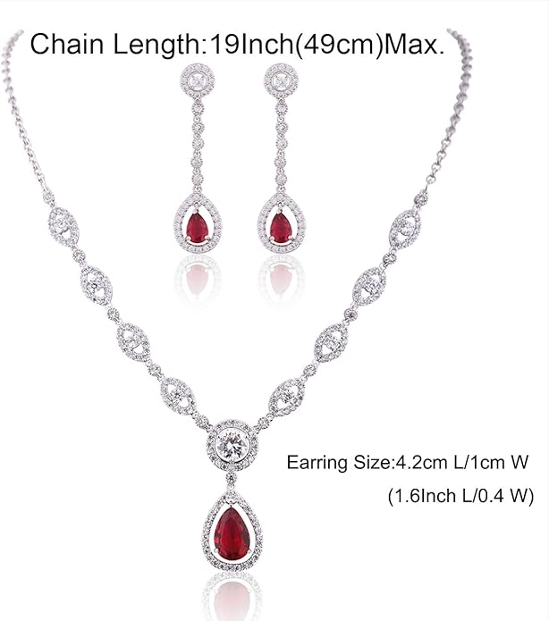 GULICX AAA Cubic Zirconia CZ Silver Plated Base Women's Party Jewelry Set Earrings Pendant Necklace