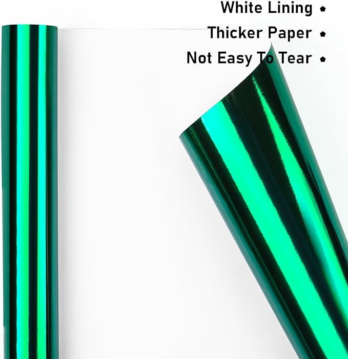 NESCCI Dark Green Metallic Wrapping Paper, Solid Color Paper,Gift Wrapping Paper,Perfect for Wedding,Valentine's Day,Birthday, Christmas,Baby Shower,DIY Bouquet (17.5 Inches X 32.8 Feet)