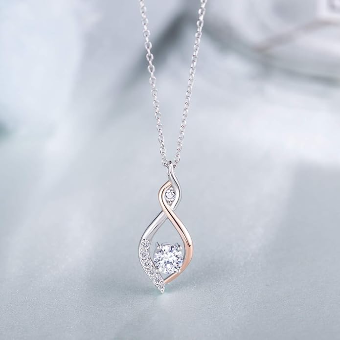 MISSLAN Necklaces for Women 925 Sterling Silver Womens Necklace Infinity Love Pendant Cubic Zirconia Necklace for Women