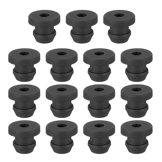 PATIKIL 5.5mm / 1/4 Inch Drill Hole,1/8 Inch ID Rubber Grommets, 15Pcs Top Hat Grommet for Wiring Eyelet Ring Gasket Automotive Firewall Cable Hole Plugs Wires Protection, Black