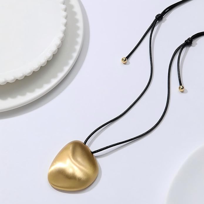Large Pendant Necklace for Women, Long Pendant Necklace, Boho Necklace, Gold Pendant, Adjustable length, Jewelry Gift for Women