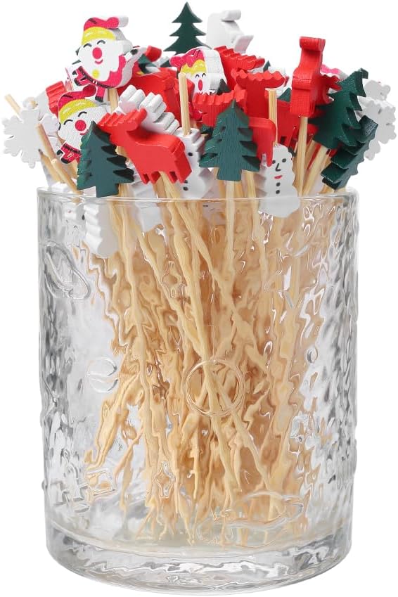Christmas Cocktail Picks for Appetizers, Toothpicks for Appetizers, 100PCS Cocktail Toothpicks for Christmas Party Decoration, Appetizer Skewers for Charcuterie Cups Board