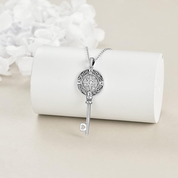 Compass Necklace Sterling Silver Celtic Knot Necklace Graduation Friendship Talisman Travel Necklace Inspirational Graduation Gift Jewelry Gifts for Women Girls