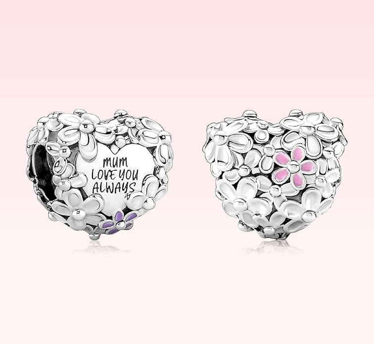 Family Mom Heart Charms 925 Sterling Silver Bead for Bracelets and Necklaces For Women Jewelry Present