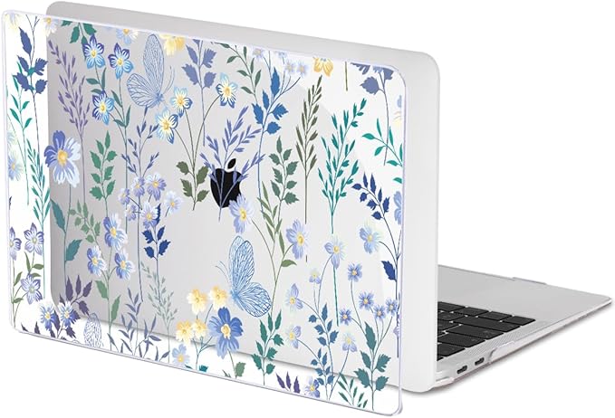Compatible with 2021 2020 MacBook Air 13 inch Case M1 A2337 A2179 A1932 2018 2019 Release, Pattern Plastic Hard Shell Case & Keyboard Cover for Mac Air 13 Touch ID, Meadow Wildflower