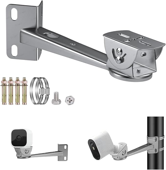 ZT-NET Security Camera Corner Pole Mounting Bracket Stainless Steel Mount with Extension Arm for Surveillance Systems Compatible with CCTV IP Cameras Indoor and Outdoor (Not Included Camera