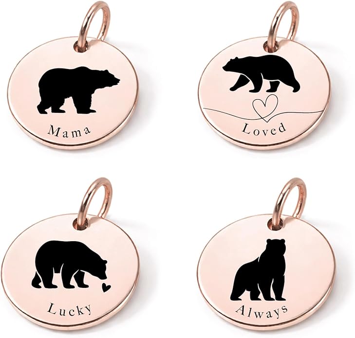 SM Design Mama Animal Charm Set – Set of 4 Stainless Steel Charms – Motherhood & Family Keepsake Jewelry Charmss