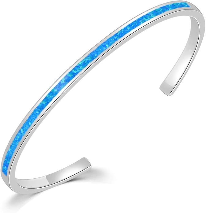 CiNily Womens Cuff Bracelet,Opal Bangle Bracelets Gold Plated Hypoallergenic Ladies Gemstone Open Cuff Bangle Bracelet