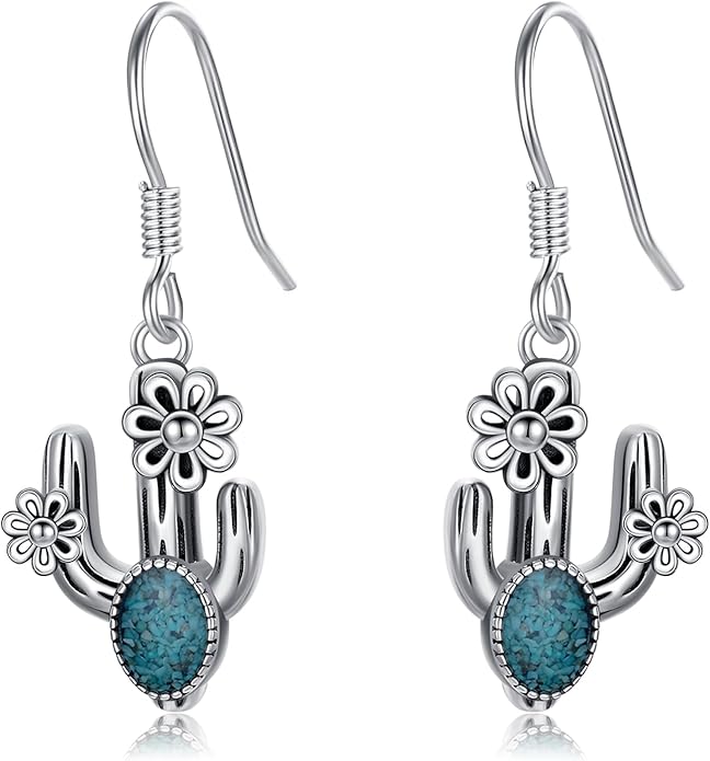 Western Earrings for Women 925 Sterling Silver Turquoise Western Country Dangle Drop Earrings Country Jewelry Gifts for Cowgirl Cowboy
