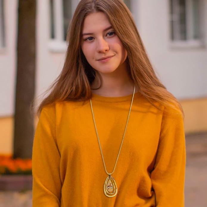 Madison Tyler Gold Plated Jewelry Set for Women | Silver Teardrop Pendant Necklace Trendy | Long Necklace with Snake Chain | Fashion Dangle Earring Set