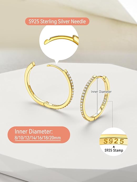 FaithHeart Sterling Silver Hoop Earrings for Women, Hypoallergenic Huggie Hoop Earrings Lightweight Small Cartilage Earrings Hoop Earring Dainty Everyday Earrings 6/8/10/12/14/15/16/18/20mm