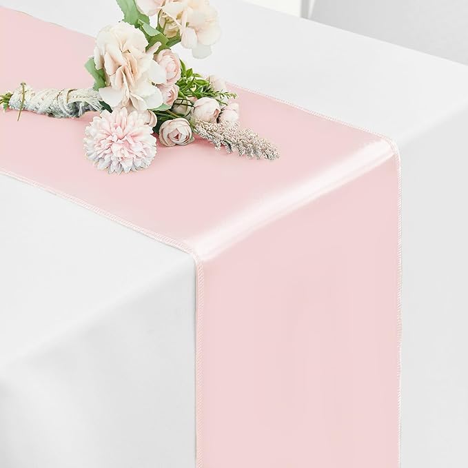 20 Pack Satin Table Runner 12 x 108 Inch Long,Satin Silk Table Runner for Wedding,Birthday Party and Banquet Decoration,Rose Gold