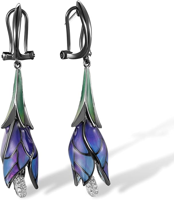 Santuzza Sterling Silver Enamel Tulip Earrings for Women