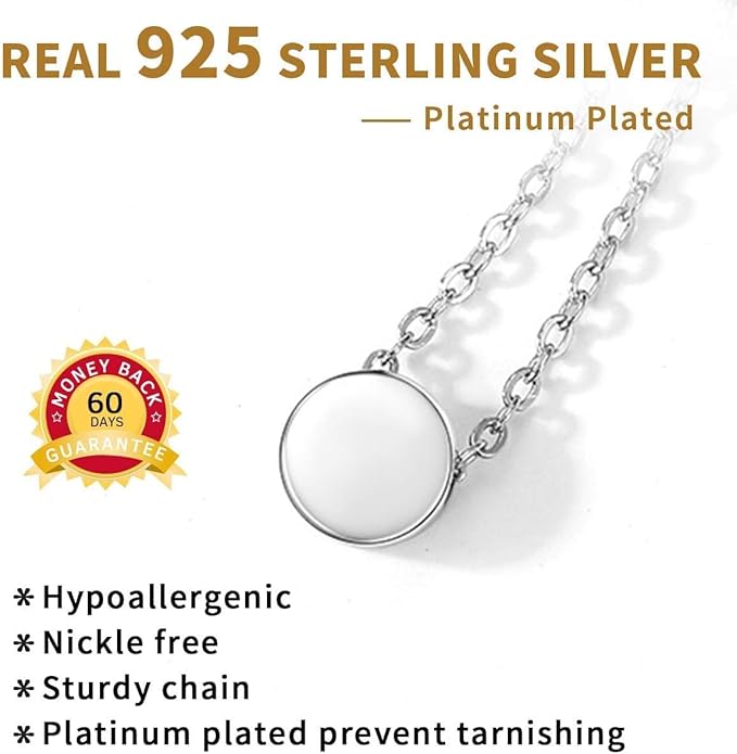 ChicSilver Personalized 925 Sterling Silver Dainty Small Heart/Star/Moon/Dot/Triangle Pendant Necklace for Women, Silver/Gold/Rose Gold/Black (with Gift Box)