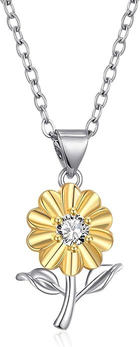 Flower Necklace Tulip/Sunflower/Daisy/Bee Pendant Necklaces Jewelry for Women Mom Gifts