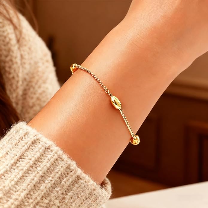 18K Gold Plated Bracelet Sets for Women Waterproof - Trendy Thin Dainty Stackable Cuban Link Paperclip Snake Twisted Chain Fashion Jewelry Accessories Gifts for Women