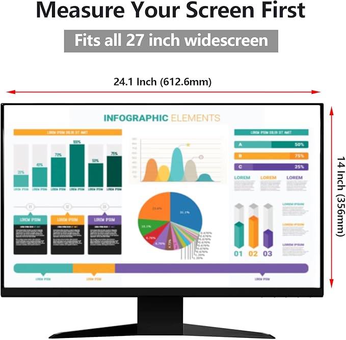 【2 Pack】 27 Inch Privacy Screen Protector for 16:9/16:10 Widescreen Monitors-Blue Light Blocking,Hanging Design, Anti-Scratch for Desktop Computers